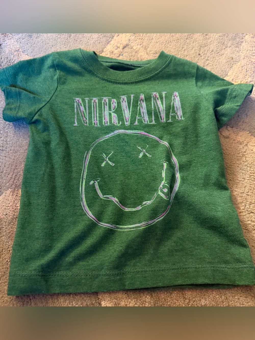 Nirvana Smiley Face Toddler T-Shirt Green 18M Band Tee